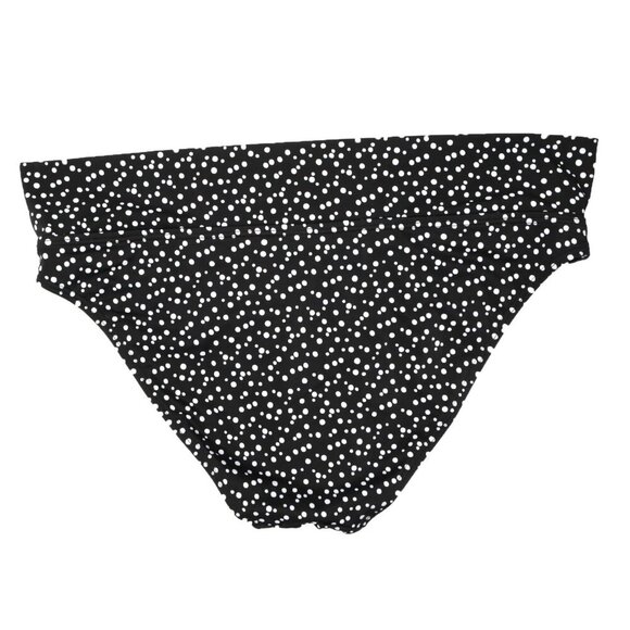 Polka Dot Bikini Bottoms Fold Over Waist Stretch Black White Plus Size Beach - Picture 3 of 4